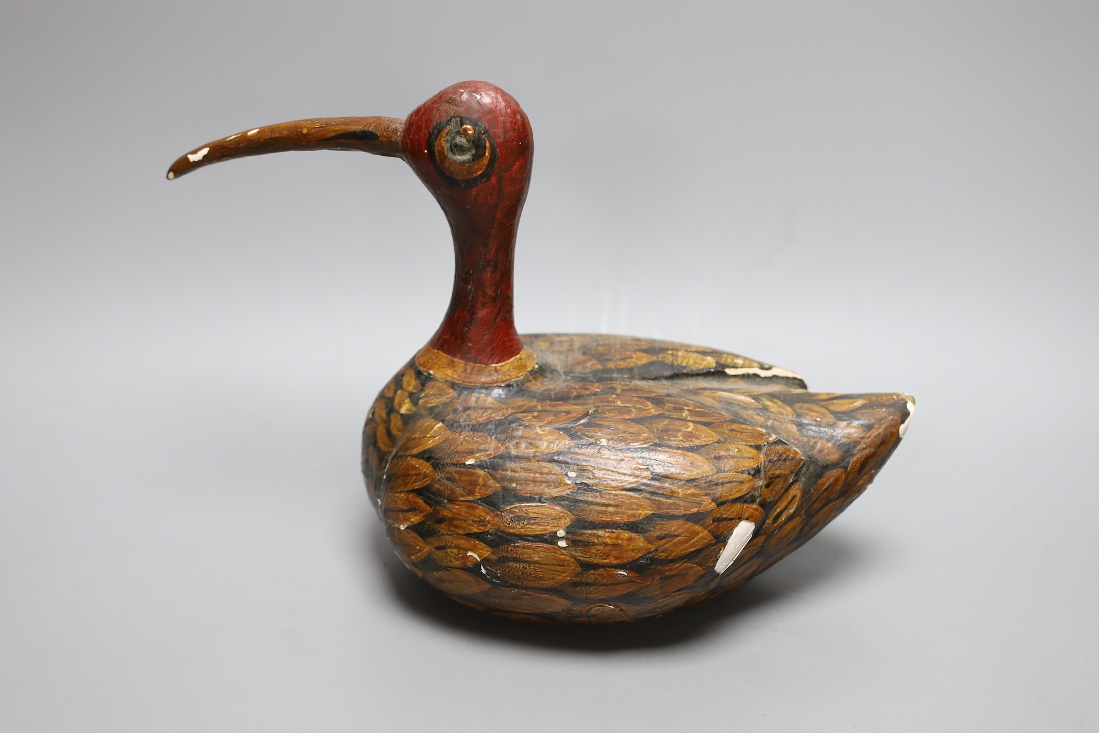 A decoy long beaked bird, 29 cms wide